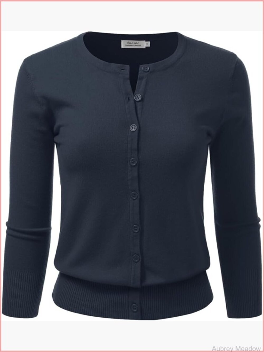 3/4 Sleeve Crewneck Button Down Knit Sweater Cardigan Soft